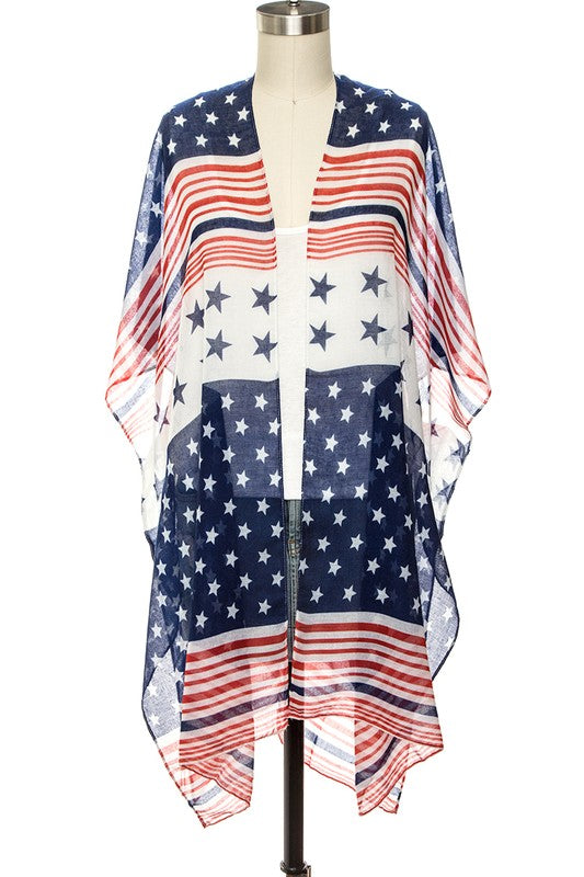 Americana Star Printed Kimono Cardigan-LA Jewelry Plaza-USA-O/S-[option4]-[option5]-[option6]-[option7]-[option8]-Shop-Boutique-Clothing-for-Women-Online