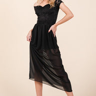 Lace Off Shoulder Chiffon Dress-Orange Farm Clothing-[option4]-[option5]-[option6]-[option7]-[option8]-Shop-Boutique-Clothing-for-Women-Online