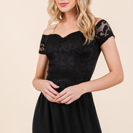 Lace Off Shoulder Chiffon Dress-Orange Farm Clothing-[option4]-[option5]-[option6]-[option7]-[option8]-Shop-Boutique-Clothing-for-Women-Online