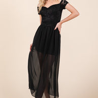 Lace Off Shoulder Chiffon Dress-Orange Farm Clothing-[option4]-[option5]-[option6]-[option7]-[option8]-Shop-Boutique-Clothing-for-Women-Online