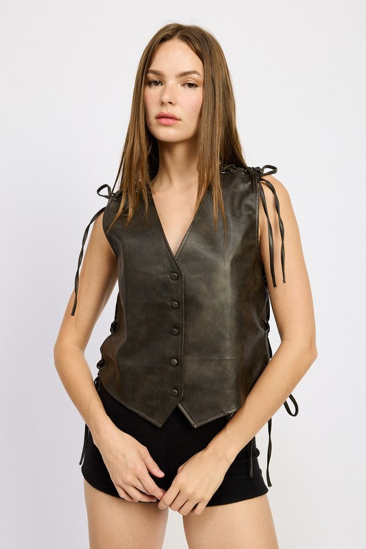 LEATHER VEST WITH LACE DETAIL-Emory Park-[option4]-[option5]-[option6]-[option7]-[option8]-Shop-Boutique-Clothing-for-Women-Online