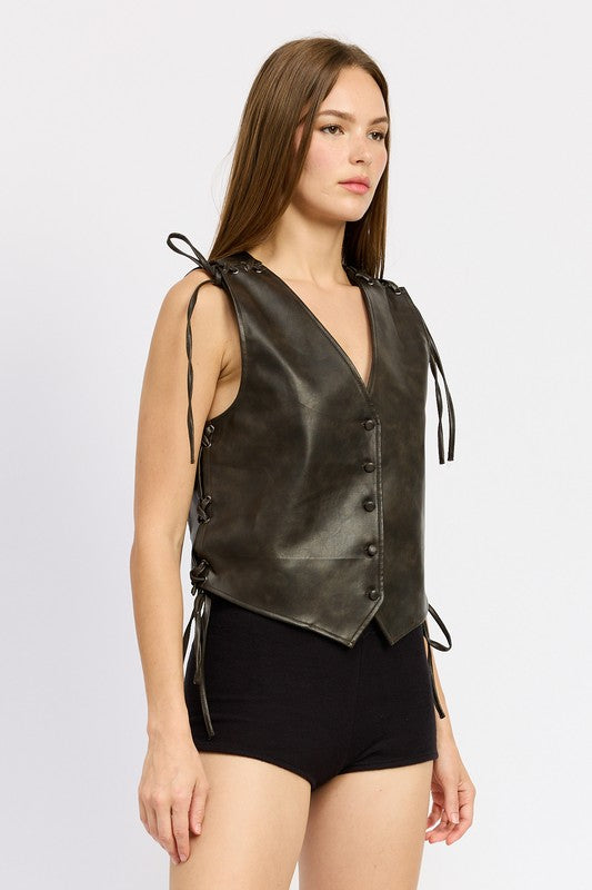 LEATHER VEST WITH LACE DETAIL-Emory Park-[option4]-[option5]-[option6]-[option7]-[option8]-Shop-Boutique-Clothing-for-Women-Online