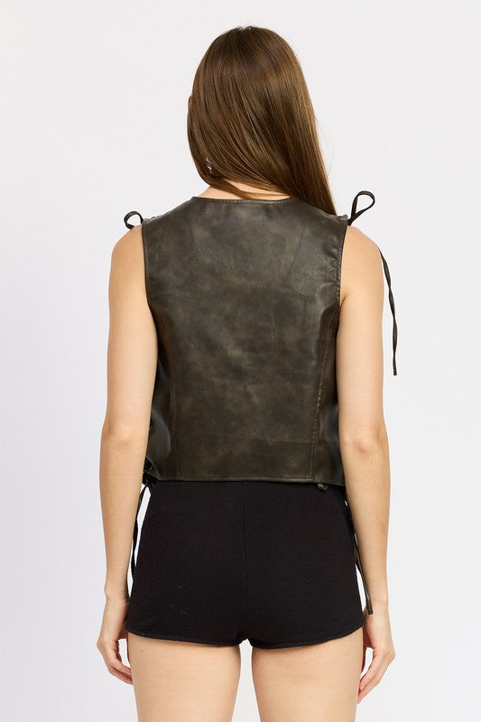 LEATHER VEST WITH LACE DETAIL-Emory Park-[option4]-[option5]-[option6]-[option7]-[option8]-Shop-Boutique-Clothing-for-Women-Online