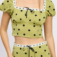 POLKA DOT TOP WITH LACE TRIM-Emory Park-[option4]-[option5]-[option6]-[option7]-[option8]-Shop-Boutique-Clothing-for-Women-Online