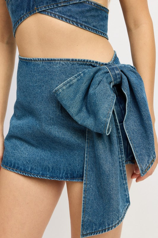 DENIM BOW DETAIL MINI SKIRT-Emory Park-[option4]-[option5]-[option6]-[option7]-[option8]-Shop-Boutique-Clothing-for-Women-Online