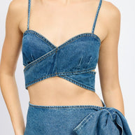 WRAPPED DETAIL DENIM TOP-Emory Park-[option4]-[option5]-[option6]-[option7]-[option8]-Shop-Boutique-Clothing-for-Women-Online