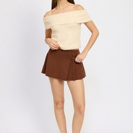 PLEATED MINI SKORT-Emory Park-CHOCOLATE-S-[option4]-[option5]-[option6]-[option7]-[option8]-Shop-Boutique-Clothing-for-Women-Online