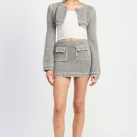 CROPPED BUBBLE SLEEVE CARDIGAN TOP-Emory Park-[option4]-[option5]-[option6]-[option7]-[option8]-Shop-Boutique-Clothing-for-Women-Online