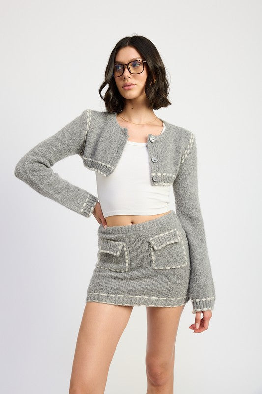 CROPPED BUBBLE SLEEVE CARDIGAN TOP-Emory Park-[option4]-[option5]-[option6]-[option7]-[option8]-Shop-Boutique-Clothing-for-Women-Online