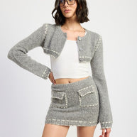 CROPPED BUBBLE SLEEVE CARDIGAN TOP-Emory Park-[option4]-[option5]-[option6]-[option7]-[option8]-Shop-Boutique-Clothing-for-Women-Online