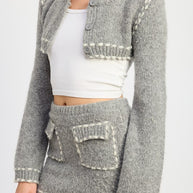 CROPPED BUBBLE SLEEVE CARDIGAN TOP-Emory Park-[option4]-[option5]-[option6]-[option7]-[option8]-Shop-Boutique-Clothing-for-Women-Online