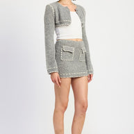 CROPPED BUBBLE SLEEVE CARDIGAN TOP-Emory Park-[option4]-[option5]-[option6]-[option7]-[option8]-Shop-Boutique-Clothing-for-Women-Online