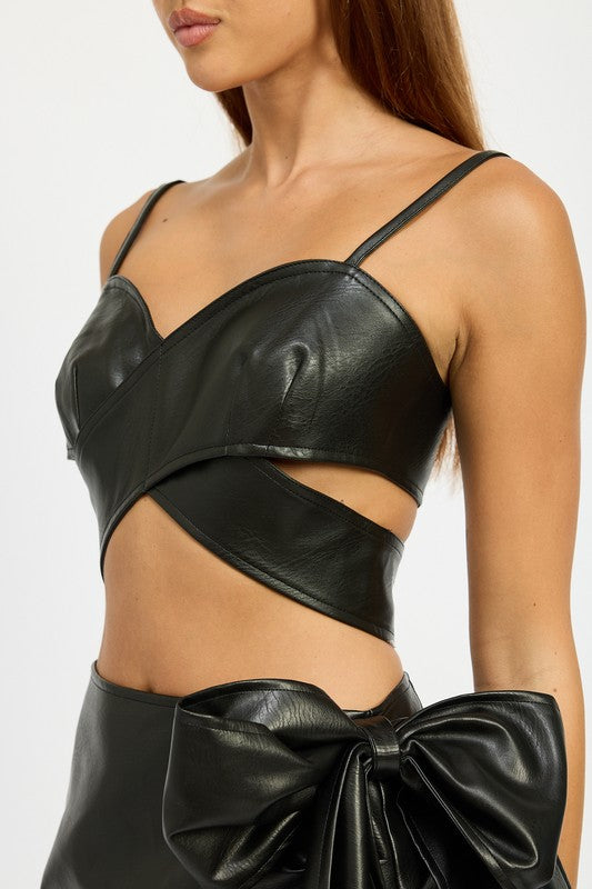 WRAPPED LEATHER CROP TOP-Emory Park-[option4]-[option5]-[option6]-[option7]-[option8]-Shop-Boutique-Clothing-for-Women-Online
