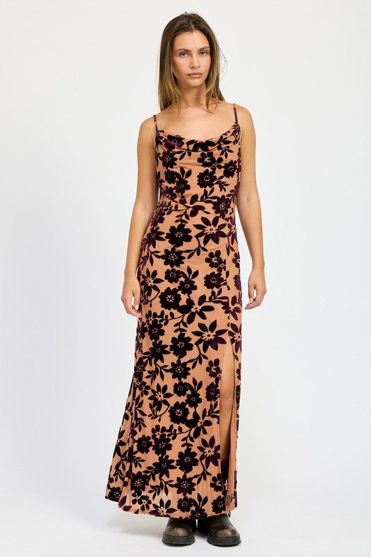 FLORAL PRINT COWL NECK MAXI DRESS-Emory Park-[option4]-[option5]-[option6]-[option7]-[option8]-Shop-Boutique-Clothing-for-Women-Online