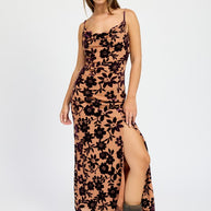 FLORAL PRINT COWL NECK MAXI DRESS-Emory Park-[option4]-[option5]-[option6]-[option7]-[option8]-Shop-Boutique-Clothing-for-Women-Online
