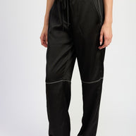 SATIN LOUNGE PANTS WITH CONTRASTED STITCH-Emory Park-[option4]-[option5]-[option6]-[option7]-[option8]-Shop-Boutique-Clothing-for-Women-Online