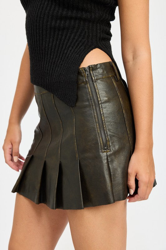 LEATHER PLEATED SKIRT-Emory Park-[option4]-[option5]-[option6]-[option7]-[option8]-Shop-Boutique-Clothing-for-Women-Online
