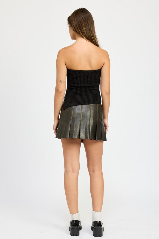 LEATHER PLEATED SKIRT-Emory Park-[option4]-[option5]-[option6]-[option7]-[option8]-Shop-Boutique-Clothing-for-Women-Online