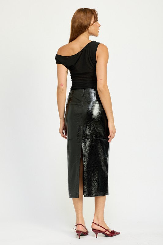 FITTED PENCIL SKIRT WITH SLIT-Emory Park-[option4]-[option5]-[option6]-[option7]-[option8]-Shop-Boutique-Clothing-for-Women-Online