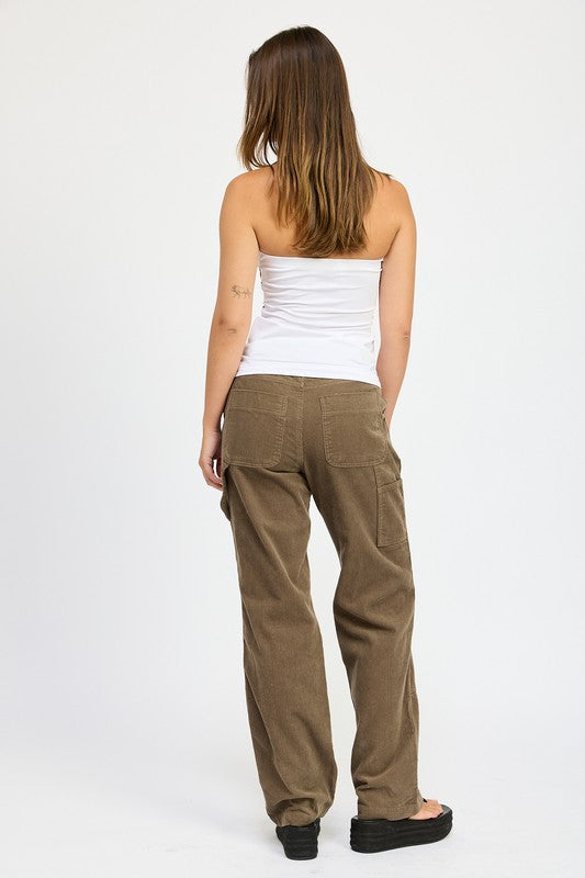 CORDUROY FULL PANTS WITH POCKETS-Emory Park-[option4]-[option5]-[option6]-[option7]-[option8]-Shop-Boutique-Clothing-for-Women-Online
