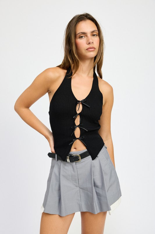HALTER NECK TO WITH BOW DETAILS-Emory Park-BLACK-S-[option4]-[option5]-[option6]-[option7]-[option8]-Shop-Boutique-Clothing-for-Women-Online