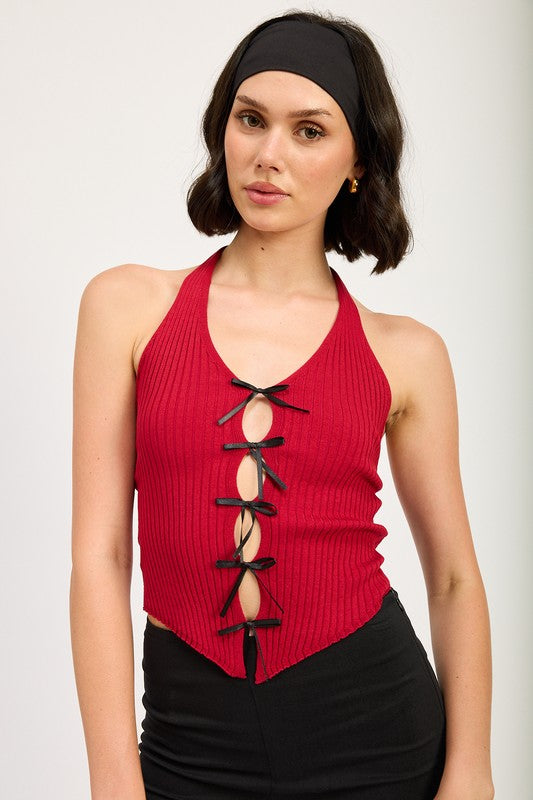 HALTER NECK TO WITH BOW DETAILS-Emory Park-RUBY-S-[option4]-[option5]-[option6]-[option7]-[option8]-Shop-Boutique-Clothing-for-Women-Online