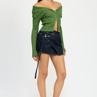 WRAPPED MINI DENIM SKIRT-Emory Park-[option4]-[option5]-[option6]-[option7]-[option8]-Shop-Boutique-Clothing-for-Women-Online