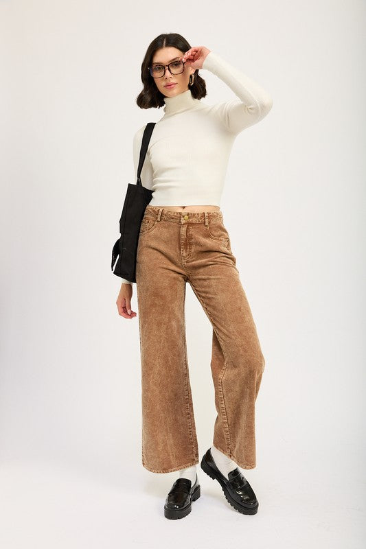 DISTRASSED CORDUROY PANTS-Emory Park-SEPIA-S-[option4]-[option5]-[option6]-[option7]-[option8]-Shop-Boutique-Clothing-for-Women-Online