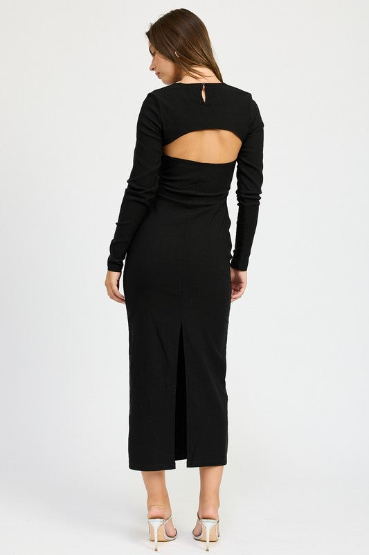 LONG SLEEVE CUTOUT MIDI DRESS-Emory Park-[option4]-[option5]-[option6]-[option7]-[option8]-Shop-Boutique-Clothing-for-Women-Online