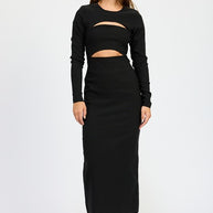 LONG SLEEVE CUTOUT MIDI DRESS-Emory Park-[option4]-[option5]-[option6]-[option7]-[option8]-Shop-Boutique-Clothing-for-Women-Online