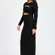 LONG SLEEVE CUTOUT MIDI DRESS-Emory Park-[option4]-[option5]-[option6]-[option7]-[option8]-Shop-Boutique-Clothing-for-Women-Online
