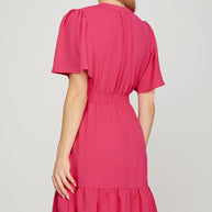 She + Sky Ruffled Hem Notched Flutter Sleeve Mini Dress-Dresses-Trendsi-[option4]-[option5]-[option6]-[option7]-[option8]-Shop-Boutique-Clothing-for-Women-Online