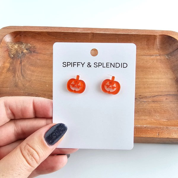 Jack O Lantern Pumpkin Studs - Orange Glitter-Spiffy & Splendid-Orange Glitter-OneSize-[option4]-[option5]-[option6]-[option7]-[option8]-Shop-Boutique-Clothing-for-Women-Online