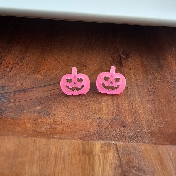 Jack O Lantern Pumpkin Studs - Pink Glitter-Spiffy & Splendid-Pink Glitter-OneSize-[option4]-[option5]-[option6]-[option7]-[option8]-Shop-Boutique-Clothing-for-Women-Online