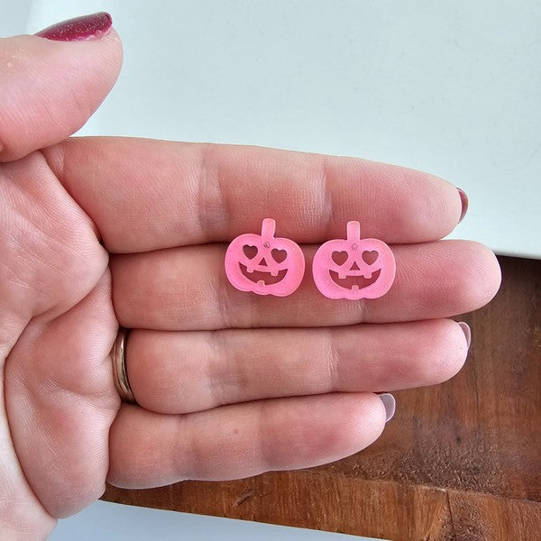 Jack O Lantern Pumpkin Studs - Pink Glitter-Spiffy & Splendid-Pink Glitter-OneSize-[option4]-[option5]-[option6]-[option7]-[option8]-Shop-Boutique-Clothing-for-Women-Online