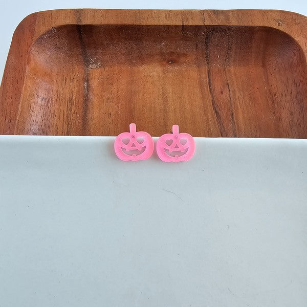 Jack O Lantern Pumpkin Studs - Pink Glitter-Spiffy & Splendid-Pink Glitter-OneSize-[option4]-[option5]-[option6]-[option7]-[option8]-Shop-Boutique-Clothing-for-Women-Online