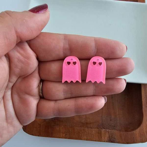 Ghost Studs - Pink Glitter-Spiffy & Splendid-Pink Glitter-OneSize-[option4]-[option5]-[option6]-[option7]-[option8]-Shop-Boutique-Clothing-for-Women-Online