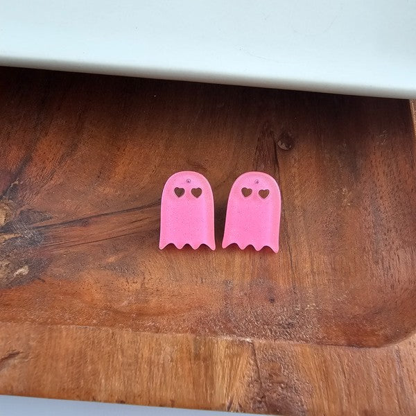 Ghost Studs - Pink Glitter-Spiffy & Splendid-Pink Glitter-OneSize-[option4]-[option5]-[option6]-[option7]-[option8]-Shop-Boutique-Clothing-for-Women-Online