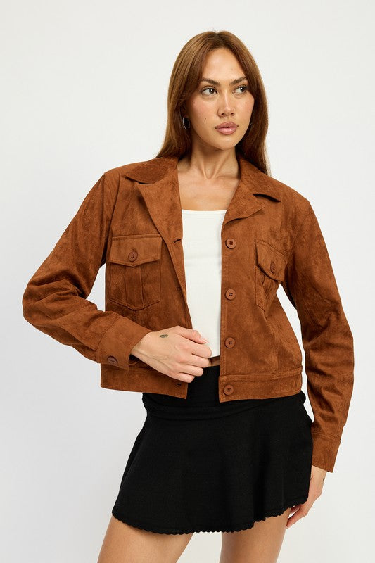 SUDE JACKET WITH POCKETS-Emory Park-CAMEL-S-[option4]-[option5]-[option6]-[option7]-[option8]-Shop-Boutique-Clothing-for-Women-Online