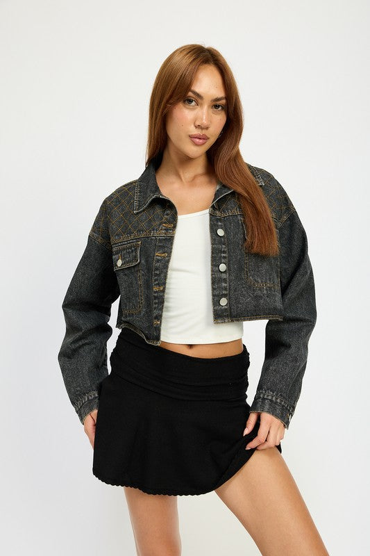 EMBROIDERED DENIM CROP JACKET-Emory Park-VINTAGE BLACK-S-[option4]-[option5]-[option6]-[option7]-[option8]-Shop-Boutique-Clothing-for-Women-Online
