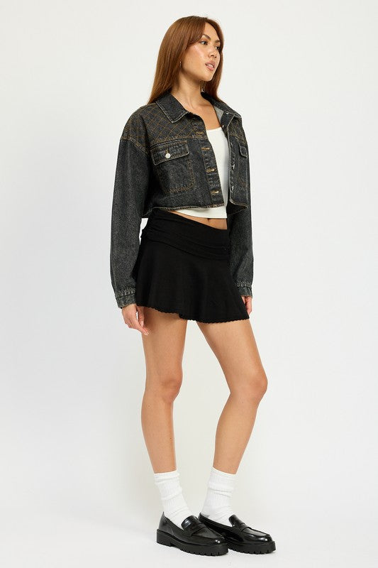 EMBROIDERED DENIM CROP JACKET-Emory Park-[option4]-[option5]-[option6]-[option7]-[option8]-Shop-Boutique-Clothing-for-Women-Online