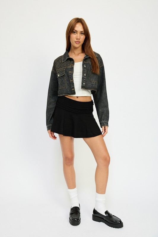 EMBROIDERED DENIM CROP JACKET-Emory Park-[option4]-[option5]-[option6]-[option7]-[option8]-Shop-Boutique-Clothing-for-Women-Online