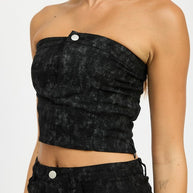 WASHED PRINT TUBE TOP WITH BUTTONS-Emory Park-[option4]-[option5]-[option6]-[option7]-[option8]-Shop-Boutique-Clothing-for-Women-Online