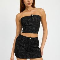 WASHED PRINT TUBE TOP WITH BUTTONS-Emory Park-BLACK DENIM PRINT-S-[option4]-[option5]-[option6]-[option7]-[option8]-Shop-Boutique-Clothing-for-Women-Online