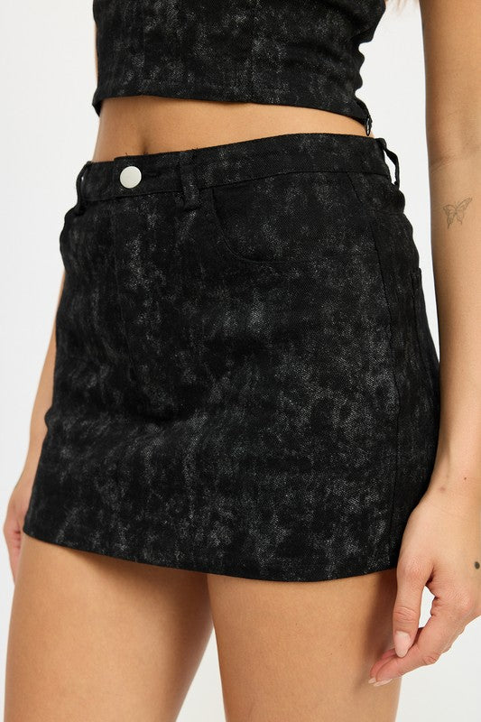 WASHED DENIM PRINT MINI SKIRT-Emory Park-[option4]-[option5]-[option6]-[option7]-[option8]-Shop-Boutique-Clothing-for-Women-Online