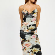 RUCHED MIDI V NECK DRESS-Emory Park-[option4]-[option5]-[option6]-[option7]-[option8]-Shop-Boutique-Clothing-for-Women-Online