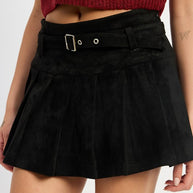 PLEATED SUEDE SKORT WITH BELT-Emory Park-[option4]-[option5]-[option6]-[option7]-[option8]-Shop-Boutique-Clothing-for-Women-Online