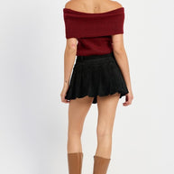 PLEATED SUEDE SKORT WITH BELT-Emory Park-[option4]-[option5]-[option6]-[option7]-[option8]-Shop-Boutique-Clothing-for-Women-Online