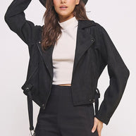 BELTED LONG SLEEVE ZIPPERED SUEDE MOTO JACKET-Jade By Jane-[option4]-[option5]-[option6]-[option7]-[option8]-Shop-Boutique-Clothing-for-Women-Online