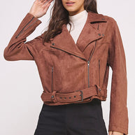 BELTED LONG SLEEVE ZIPPERED SUEDE MOTO JACKET-Jade By Jane-[option4]-[option5]-[option6]-[option7]-[option8]-Shop-Boutique-Clothing-for-Women-Online